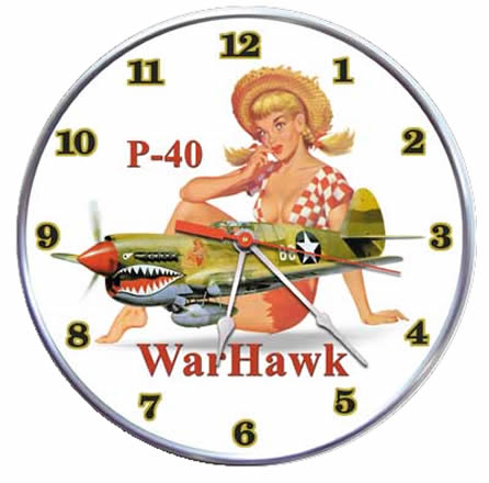 P-40 Warhawk Pin-up Aviation Wall Clock